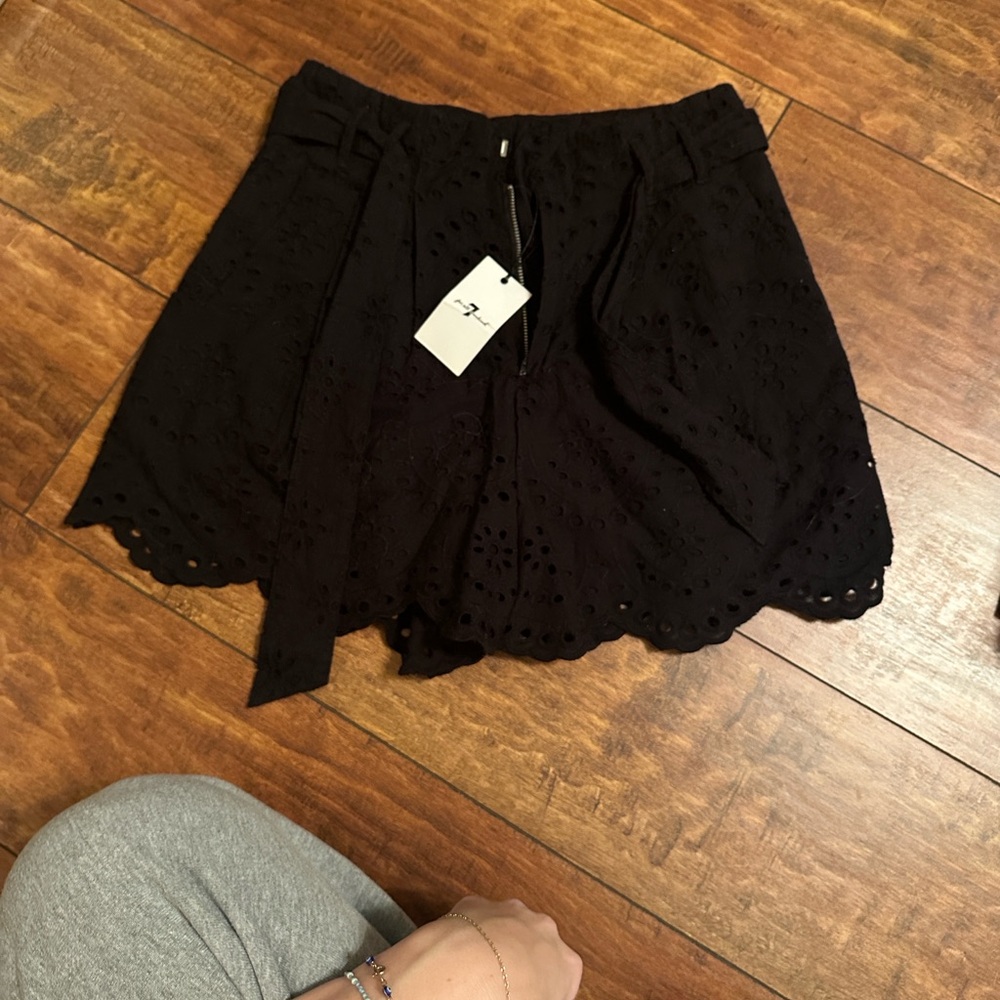 7 For All Mankind Black Lace Shorts